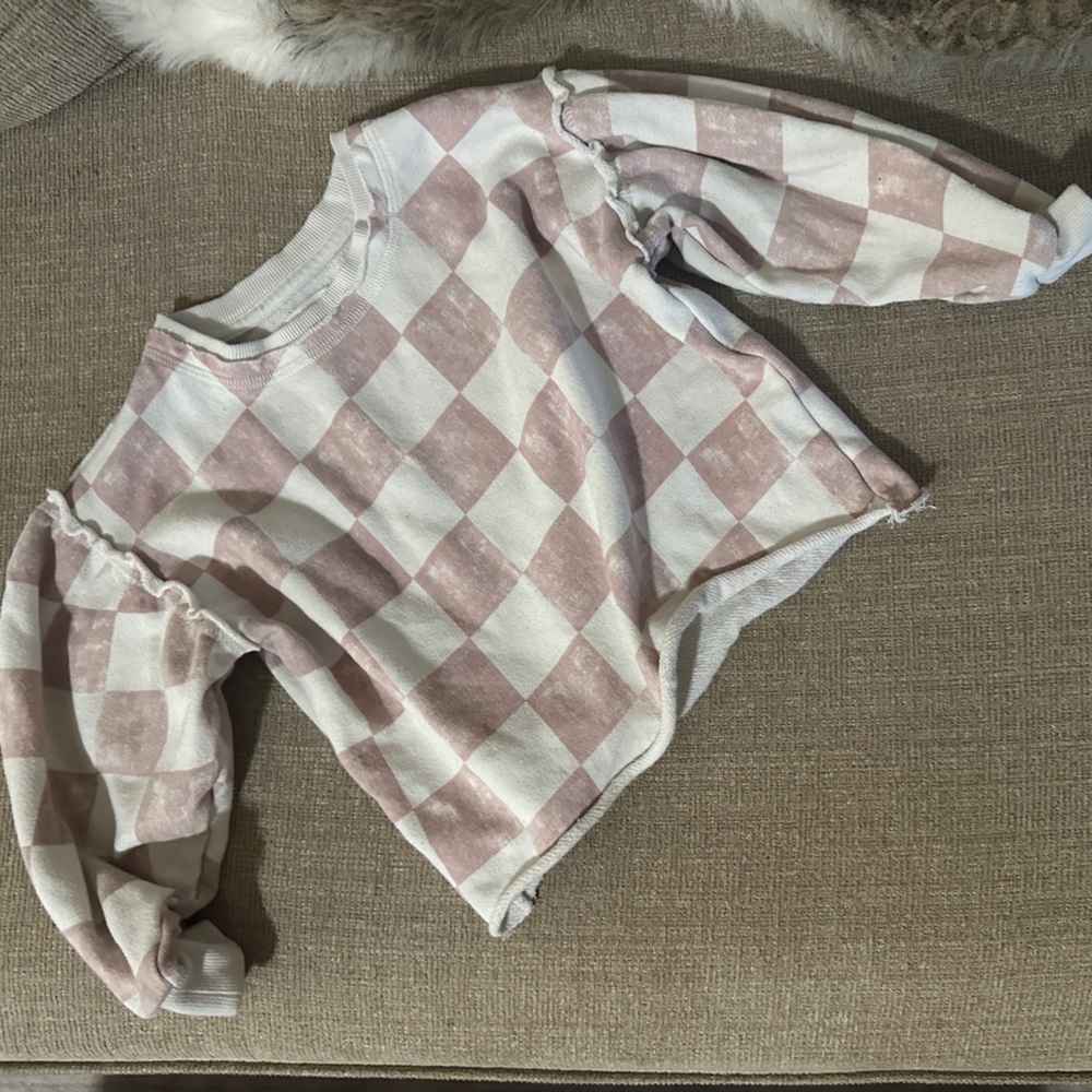 Pink and White Checkered Sweater